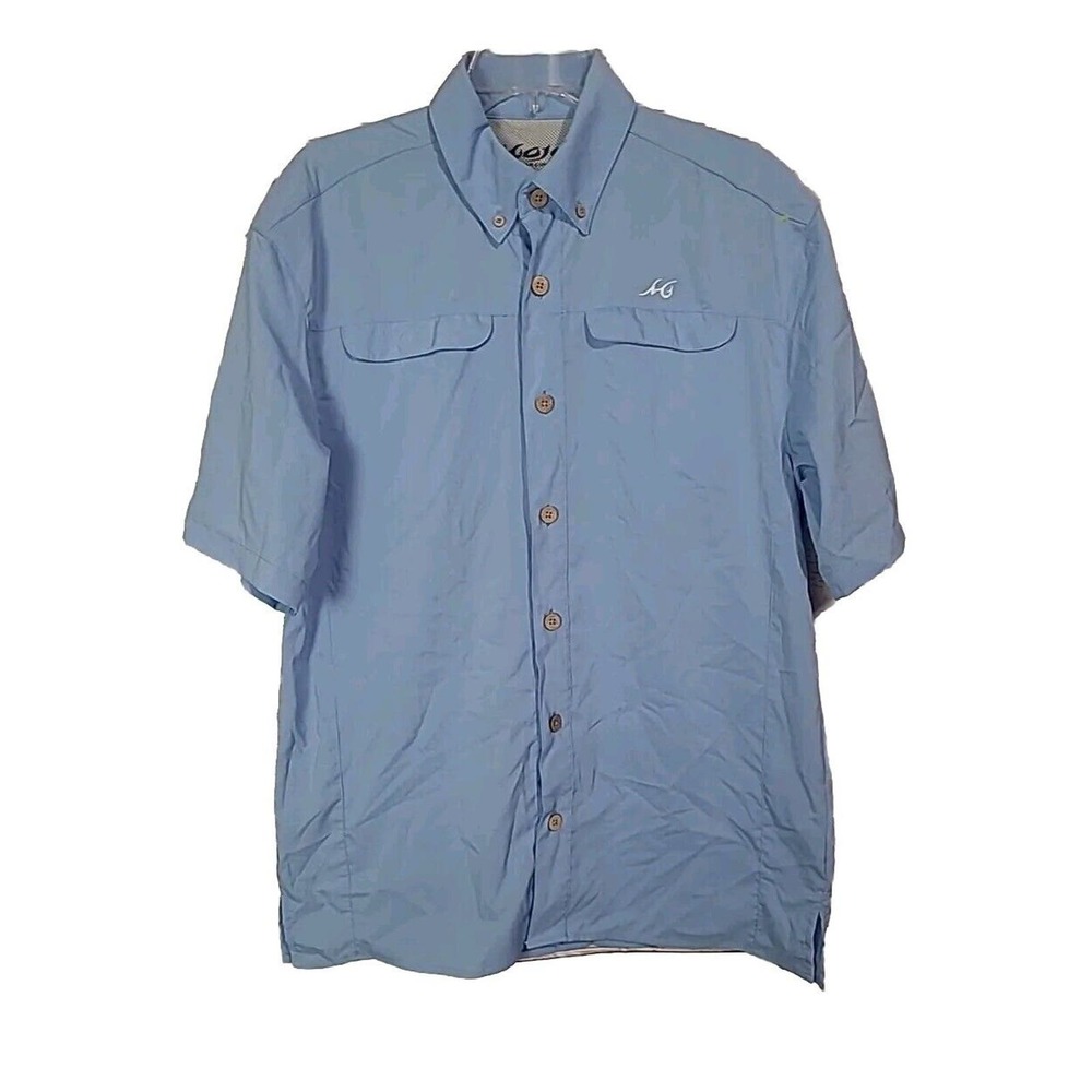 Mojo Mr. Big‎ Blue Vented UPF Performance Button Down Shirt Men's Size Medium